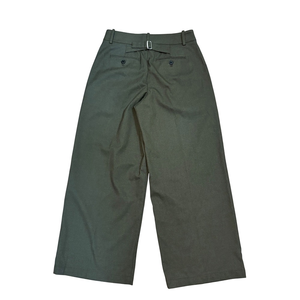 Madewell Womens Pants 2P Dark Olive Green Wide-Leg Trouser Pleated High Rise NWT - Picture 4 of 10